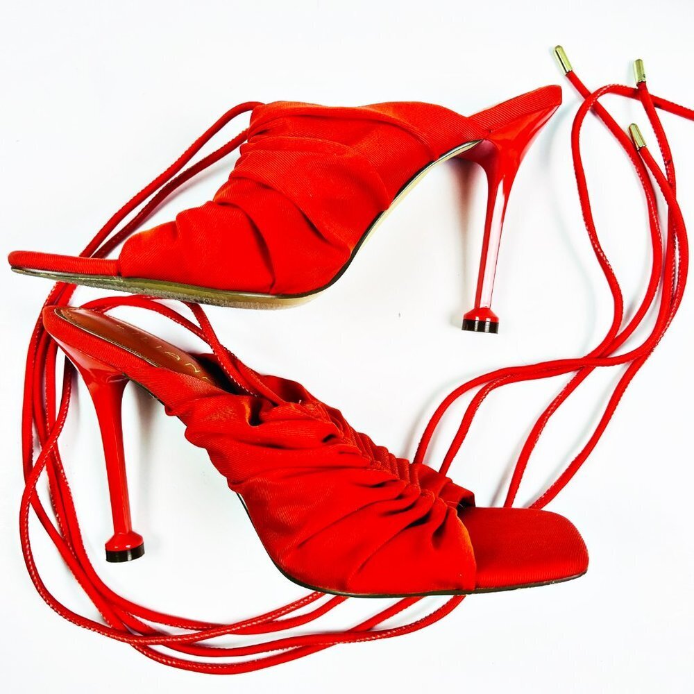 2/$14 Liliana Tangerine Strappy Heels 8.5 - Picture 4 of 6